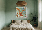 Autumn Blossom Branches floral canvas print on the wall of a bedroom