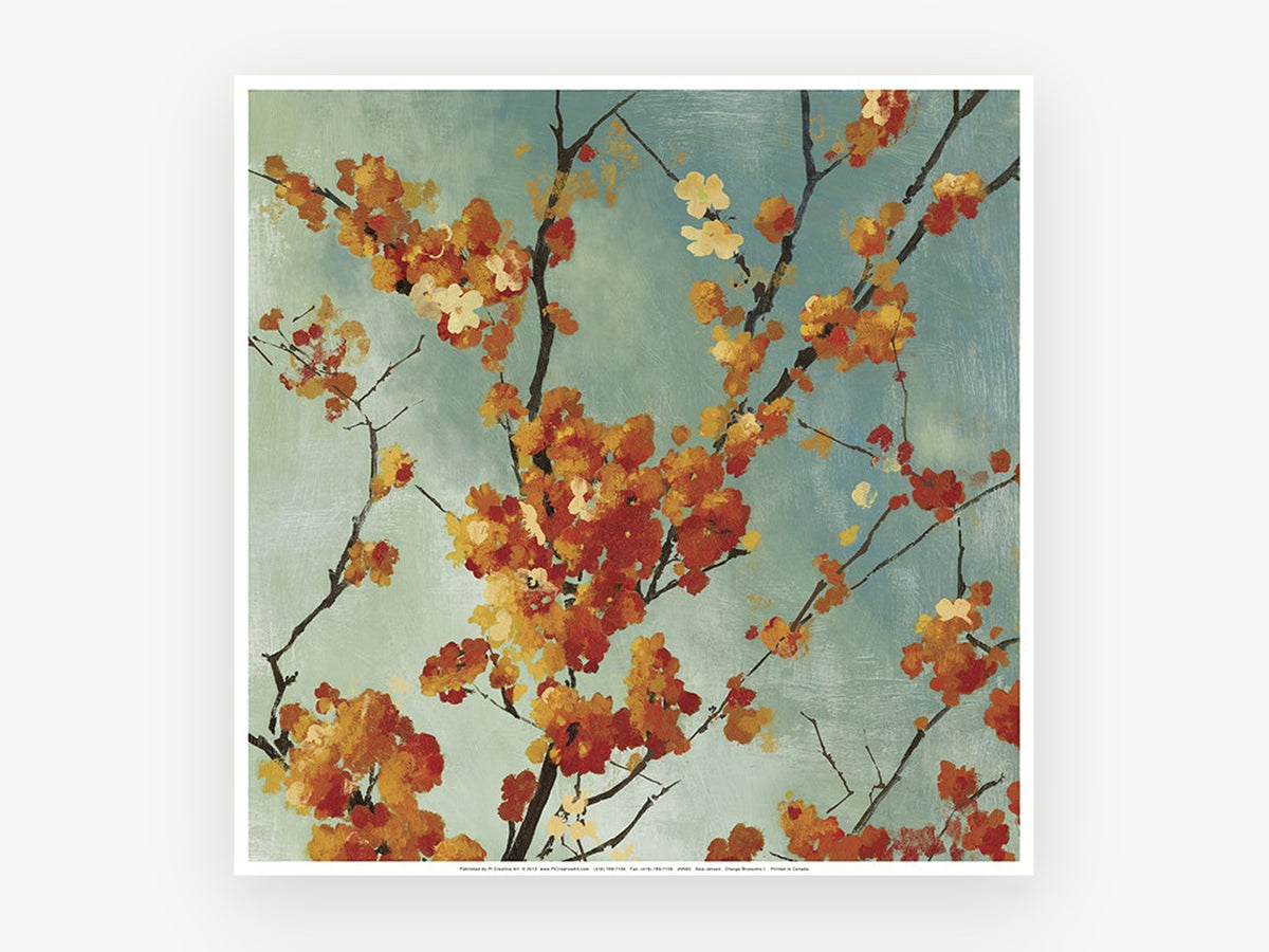 Autumn Blossom Branches, floral canvas wall art print, front view