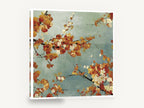 Autumn Blossom Sky, orange blossom branches teal sky, floral canvas wall art print ready to hang
