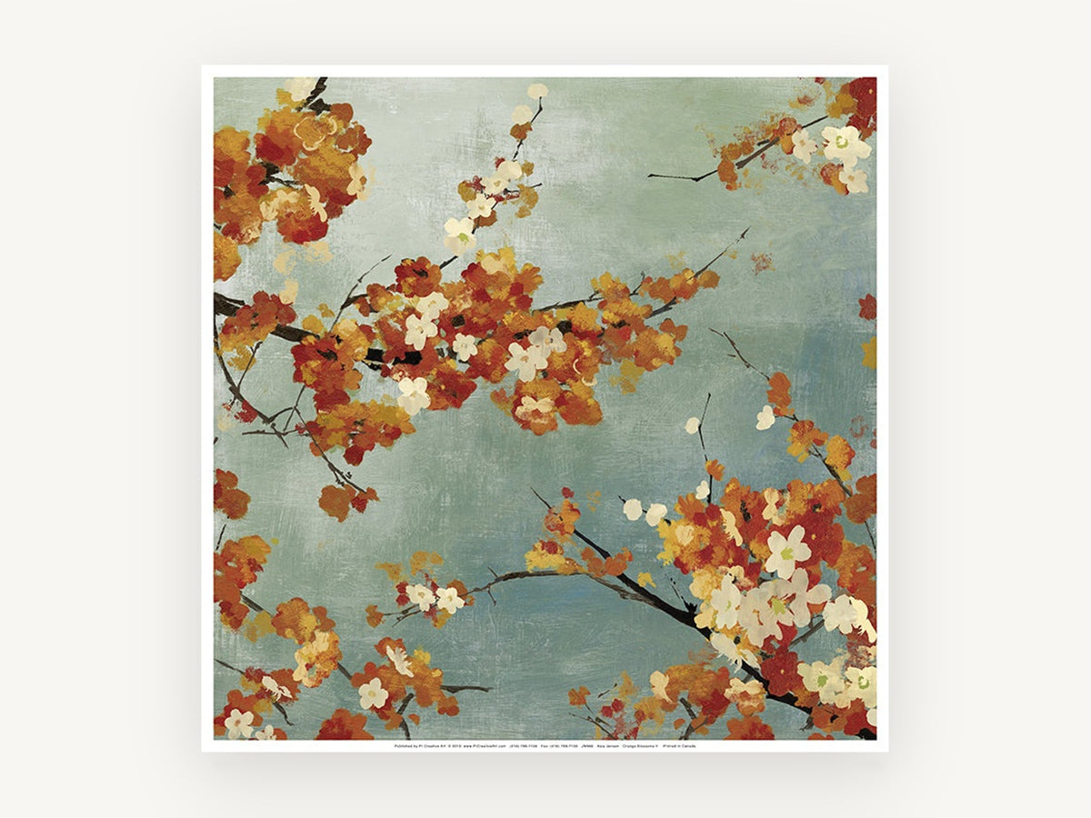 Autumn Blossom Sky, floral canvas wall art print, front view