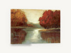 Autumn Lake Reflections, autumn trees lake reflection landscape, floral canvas wall art print ready to hang