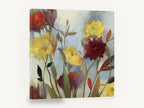 Meadow Blooms in Crimson, yellow and red wildflowers painting, floral canvas wall art print ready to hang