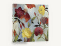 Crimson and Gold Garden, red and yellow wildflowers painting, floral canvas wall art print ready to hang