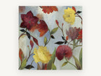 Crimson and Gold Garden, floral canvas wall art print, front view