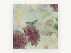 Butterfly and Burgundy Chrysanthemums, vintage canvas wall art print, front view