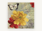 Yellow Bloom and Butterfly, vintage canvas wall art print, front view
