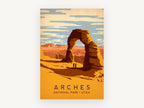 Arches Desert Arch, vintage canvas wall art print, front view