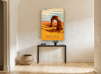 Arches Desert Arch vintage canvas print on the wall of a hallway