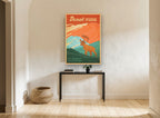 Caribou Above Denali vintage canvas print on the wall of a hallway