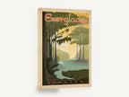 Everglades Swamp Alligator, retro everglades national park travel poster, stretched canvas wall art print ready to hang