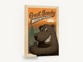 Thumbs-Up Smoky Bear, retro great smoky mountains bear poster, stretched canvas wall art print ready to hang