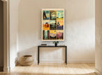 National Parks Collage vintage canvas print on the wall of a hallway