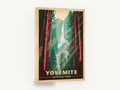 Yosemite Falls Light, retro yosemite national park travel poster, stretched canvas wall art print ready to hang