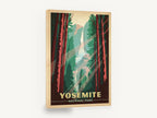 Yosemite Falls Light, retro yosemite national park travel poster, stretched canvas wall art print ready to hang