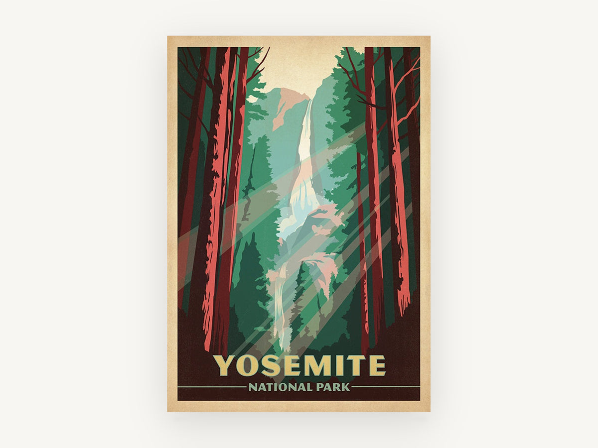 Yosemite Falls Light, vintage canvas wall art print, front view