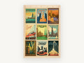 Chicago Nine Poster Grid, vintage canvas wall art print, front view