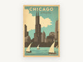 Chicago Windy City Sails, vintage canvas wall art print, front view