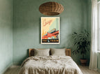 Chicago L Train vintage canvas print on the wall of a bedroom
