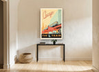 Chicago L Train vintage canvas print on the wall of a hallway