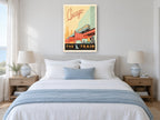 Chicago L Train vintage canvas print on the wall of a coastal bedroom