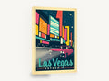 Neon Nights Las Vegas, retro las vegas neon travel poster, stretched canvas wall art print ready to hang