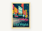 Neon Nights Las Vegas, vintage canvas wall art print, front view