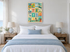 Coastal Poster Collection vintage canvas print on the wall of a coastal bedroom