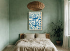 Anchors Aweigh Collage vintage canvas print on the wall of a bedroom