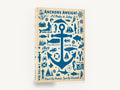Anchors Aweigh Collage, retro nautical anchor typography poster, stretched canvas wall art print ready to hang