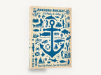 Anchors Aweigh Collage, retro nautical anchor typography poster, stretched canvas wall art print ready to hang