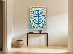 Anchors Aweigh Collage vintage canvas print on the wall of a hallway