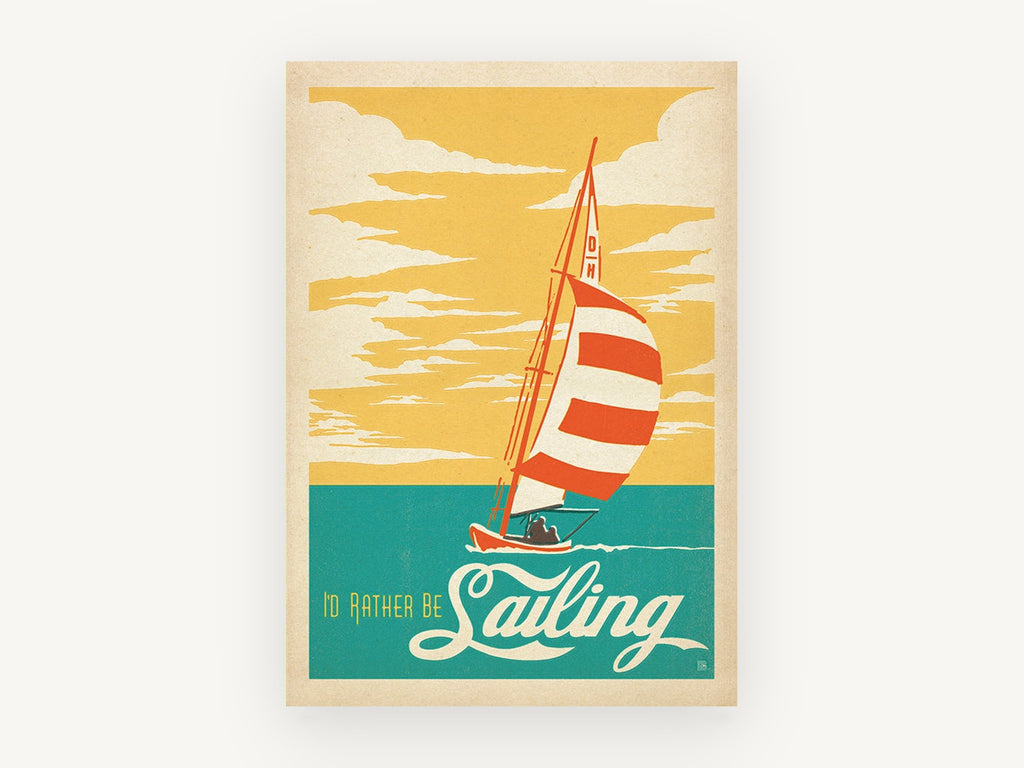 Rather Be Sailing, vintage canvas wall art print, front view