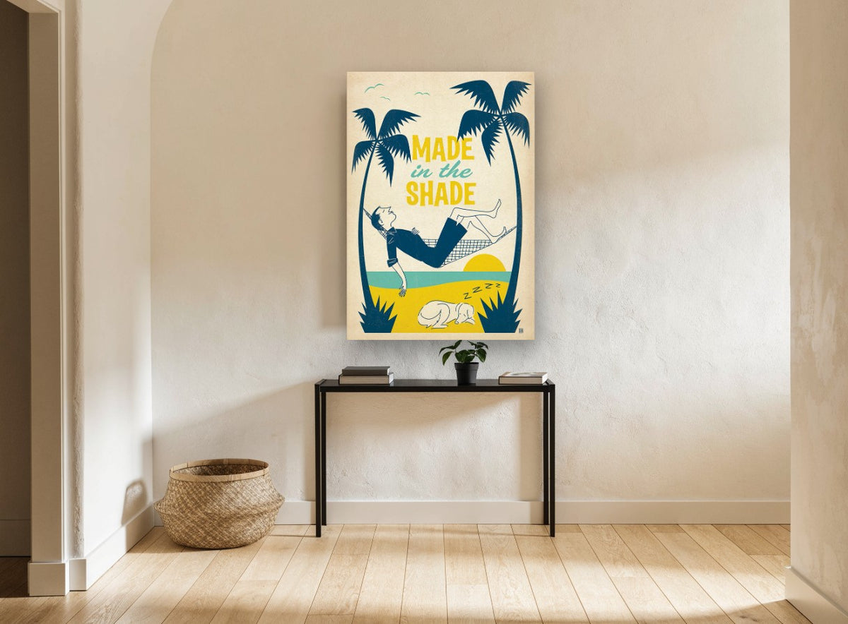 Made in the Shade vintage canvas print on the wall of a hallway
