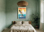 Making Waves Water Skier vintage canvas print on the wall of a bedroom