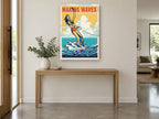 Making Waves Water Skier vintage canvas print on the wall of a entry hall