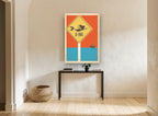 Mermaid X-ing Sign vintage canvas print on the wall of a hallway