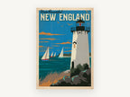 Lighthouse Over New England, vintage canvas wall art print, front view