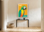 Polly Wants a Margarita vintage canvas print on the wall of a hallway