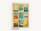 Australia Poster Montage, retro australia travel poster collage, stretched canvas wall art print ready to hang