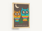 Owl Always Love You, retro owl couple nursery, stretched canvas wall art print ready to hang