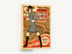 Go-Go Mojo Mod Coffee, retro mod coffee advertising poster, stretched canvas wall art print ready to hang
