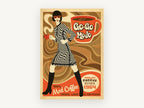 Go-Go Mojo Mod Coffee, vintage canvas wall art print, front view