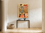 Go-Go Mojo Mod Coffee vintage canvas print on the wall of a hallway