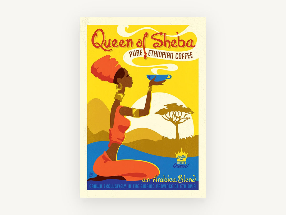 Coffee Fit for a Queen, vintage canvas wall art print, front view