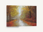 Autumn Canal Light, autumn forest path landscape painting, floral canvas wall art print ready to hang