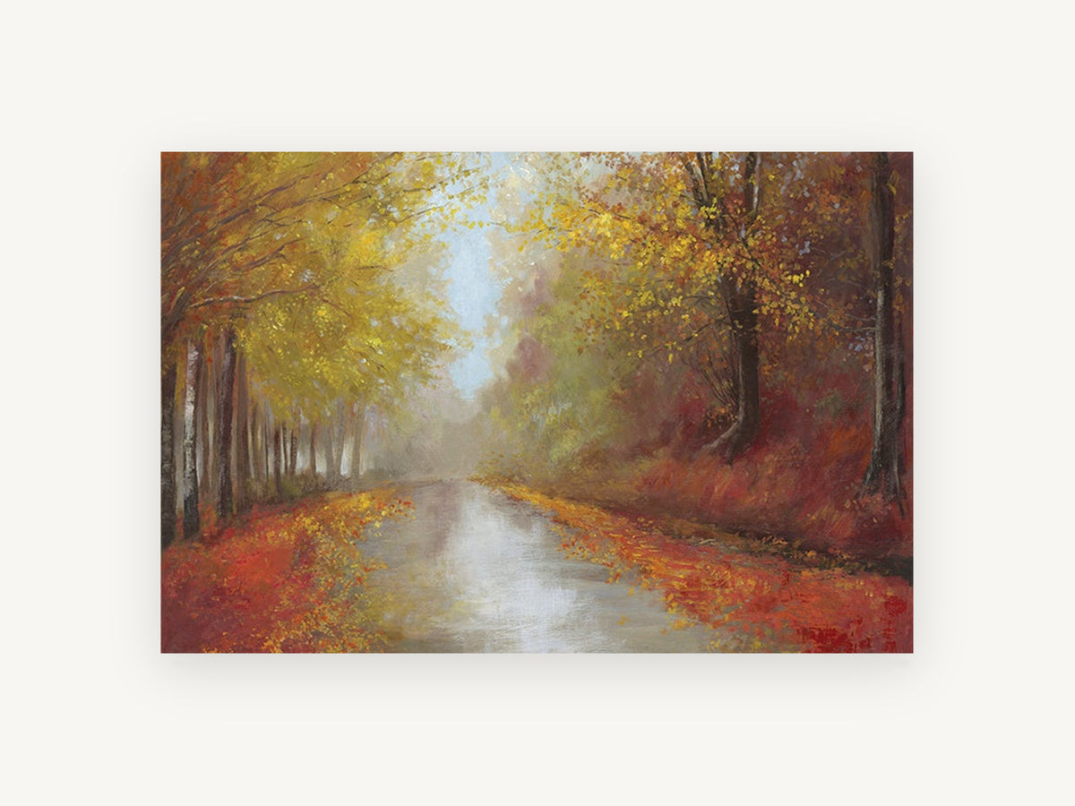 Autumn Canal Light, floral canvas wall art print, front view