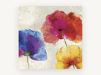 Three Poppy Colour Burst, floral canvas wall art print, front view