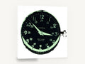 Waterproof Watch Dial, retro green watch face, stretched canvas wall art print ready to hang
