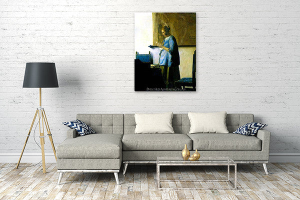 Jan Vermeer | Woman in Blue Reading a Letter on the wall