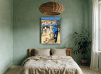 Olive Pickers Hillside vintage canvas print on the wall of a bedroom